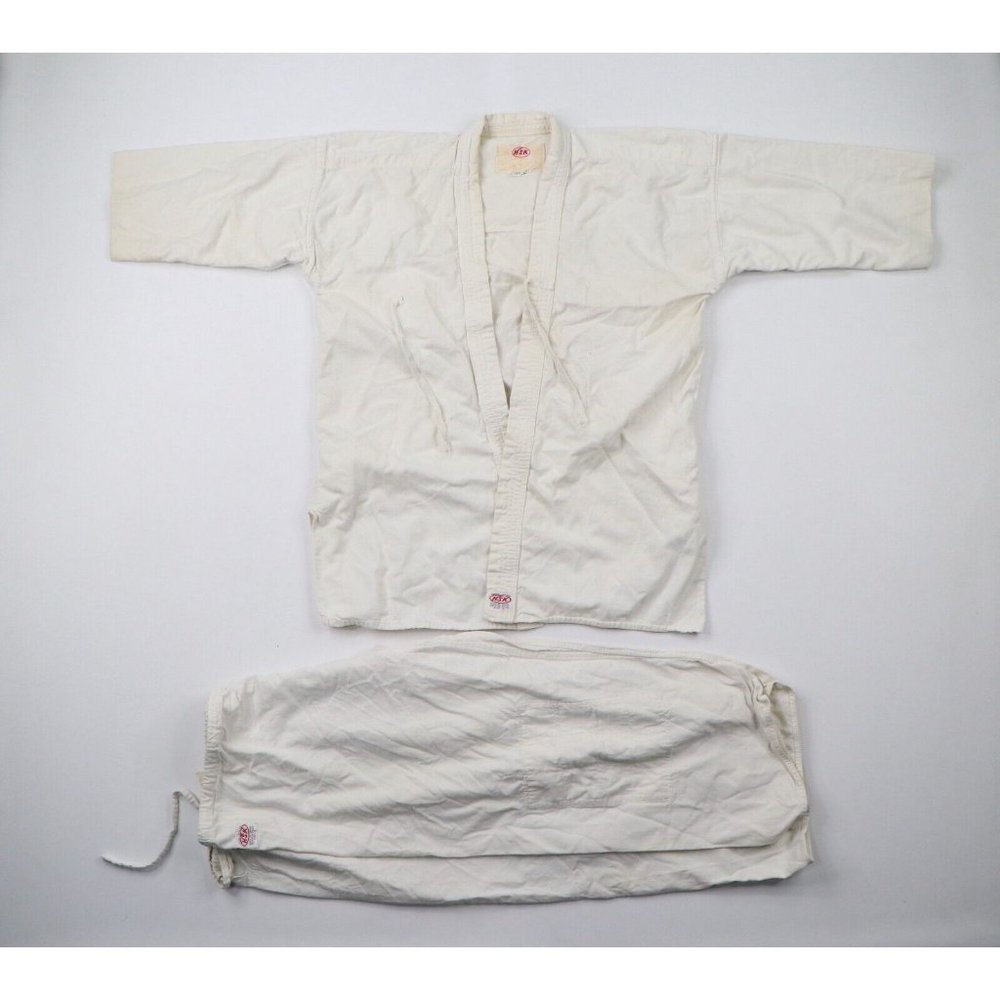 Vintage HSK Japan Size 3 Distressed Karate Uniform Set Cotton White Martial Arts